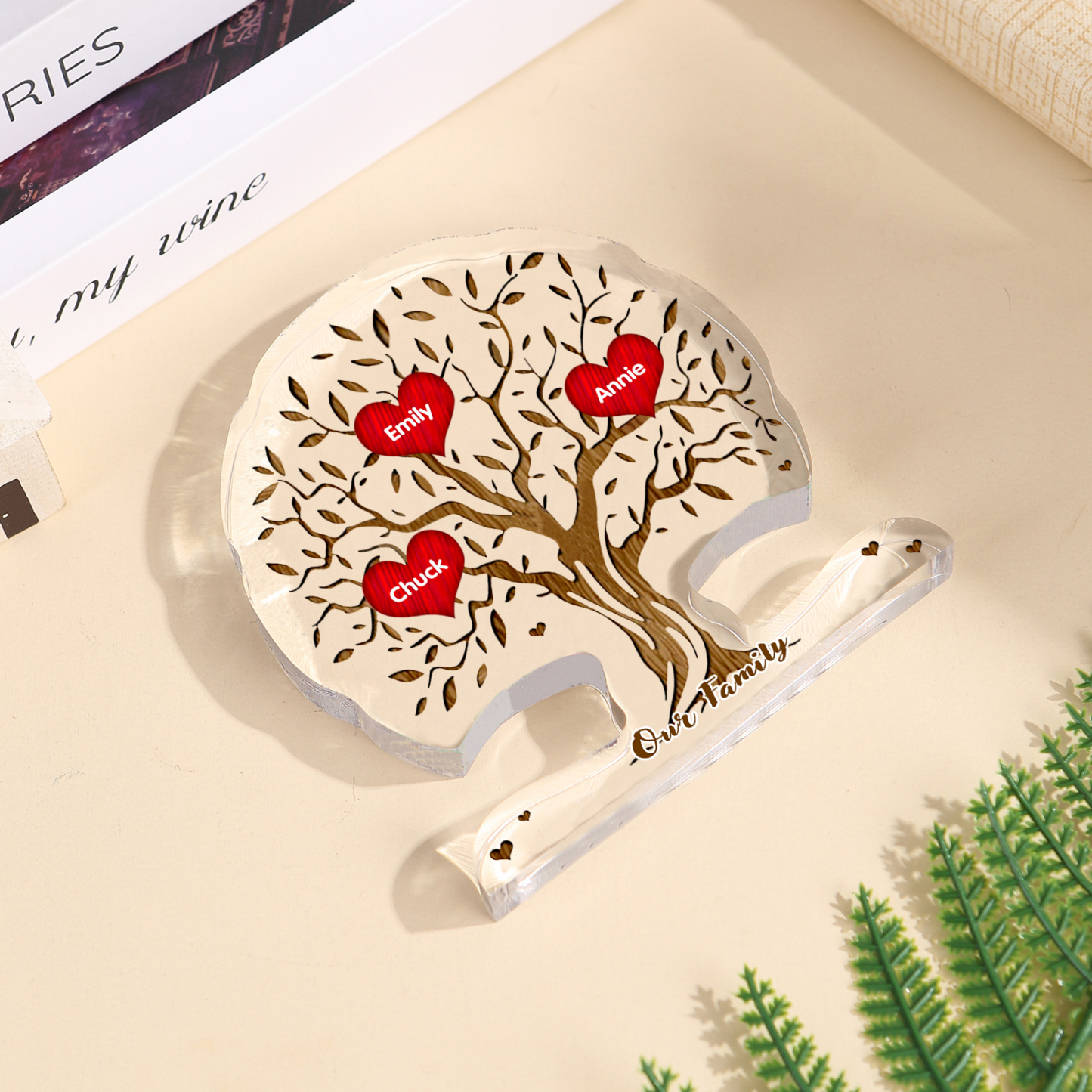 Personalised Tree Shaped Acrylic Plaque Best Mom Ever Custom Family Tree Gift for Mom | Jessemade