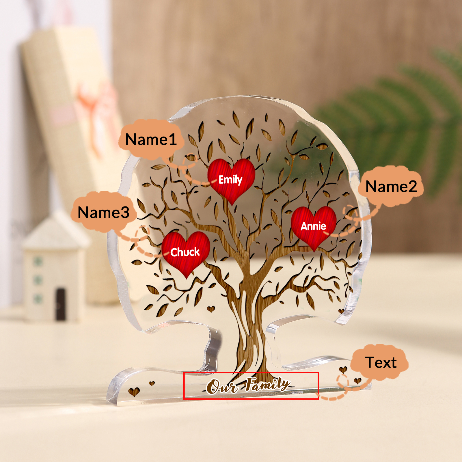 Personalised Tree Shaped Acrylic Plaque Best Mom Ever Custom Family Tree Gift for Mom | Jessemade