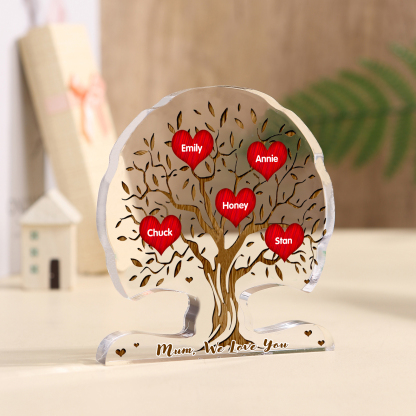 Personalised Tree Shaped Acrylic Plaque Best Mom Ever Custom Family Tree Gift for Mom | Jessemade