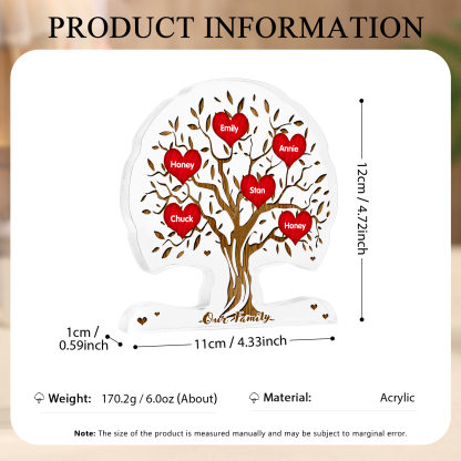 Personalised Tree Shaped Acrylic Plaque Best Mom Ever Custom Family Tree Gift for Mom | Jessemade