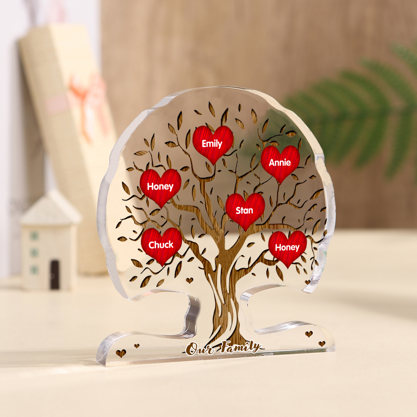 Personalised Tree Shaped Acrylic Plaque Best Mom Ever Custom Family Tree Gift for Mom | Jessemade