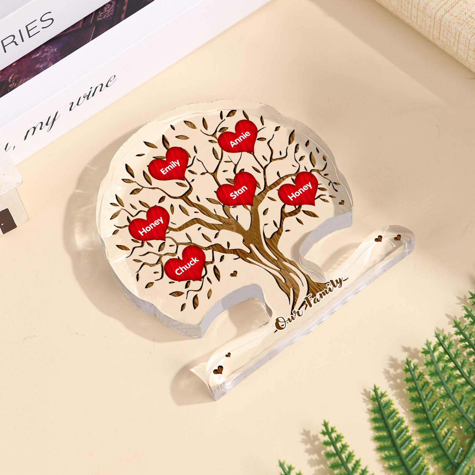Personalised Tree Shaped Acrylic Plaque Best Mom Ever Custom Family Tree Gift for Mom | Jessemade