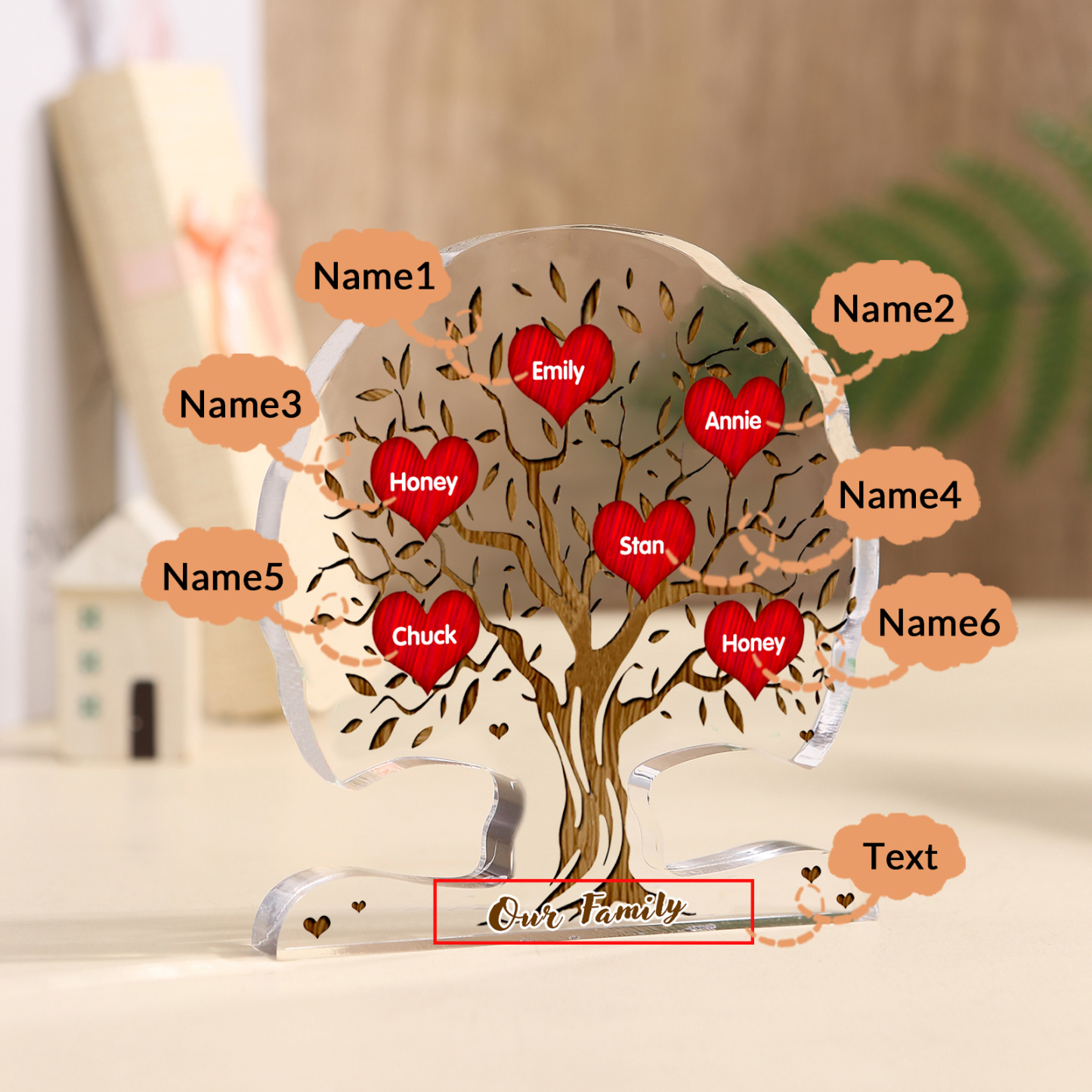 Personalised Tree Shaped Acrylic Plaque Best Mom Ever Custom Family Tree Gift for Mom | Jessemade