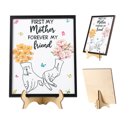 To Mum- Personalised Wooden Plaque Customwith 2 Birthday Flowers and 2 Names Ornament Mother's Day Gift | Jessemade