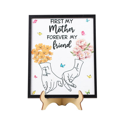To Mum- Personalised Wooden Plaque Customwith 2 Birthday Flowers and 2 Names Ornament Mother's Day Gift | Jessemade