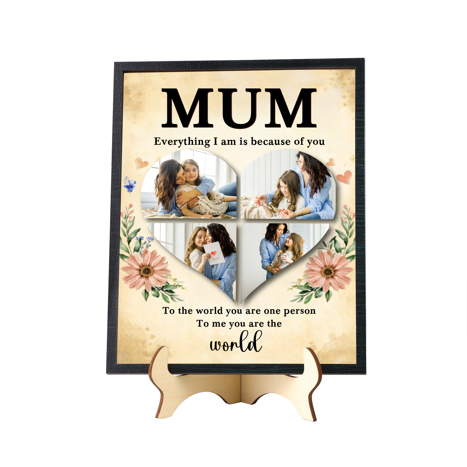 Personalised Wooden Photo Plaque for Mum – Custom Heart Photo Gift for Mother’s Day | Jessemade