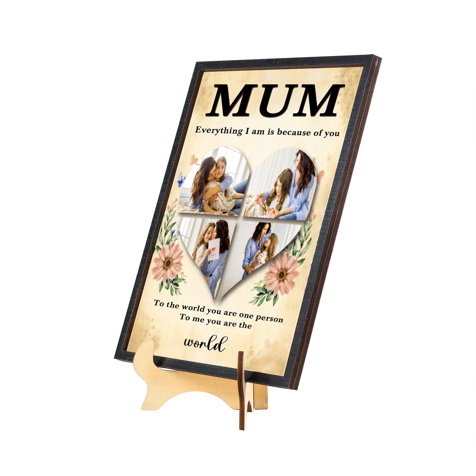 To my Mum- Personalised Wooden Plaque Custom 4 Photos Ornament Mother's Day Gifts | Jessemade