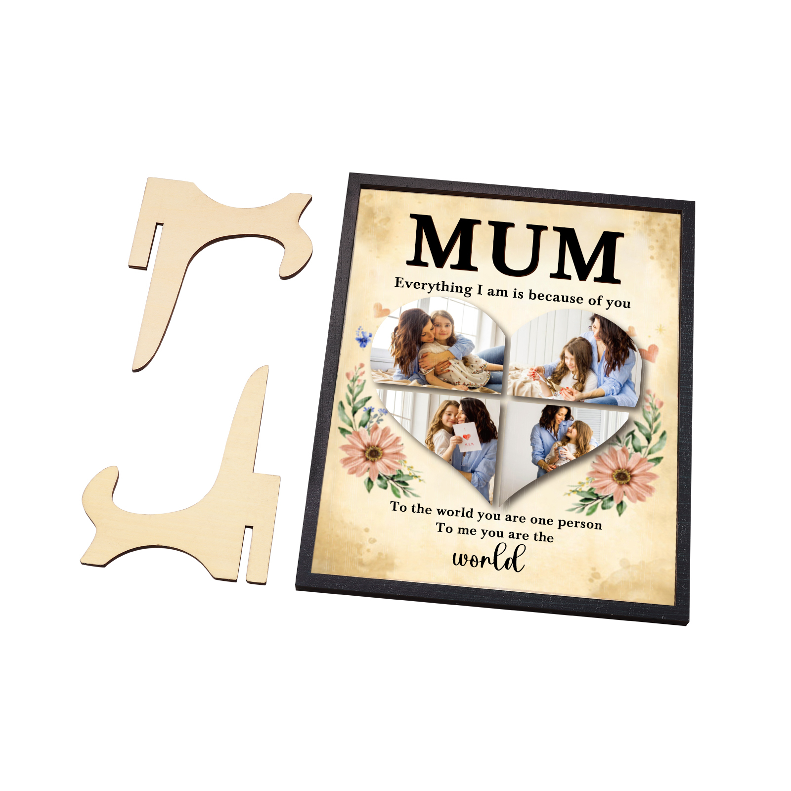 To my Mum- Personalised Wooden Plaque Custom 4 Photos Ornament Mother's Day Gifts | Jessemade