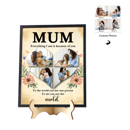 To my Mum- Personalised Wooden Plaque Custom 4 Photos Ornament Mother's Day Gifts | Jessemade