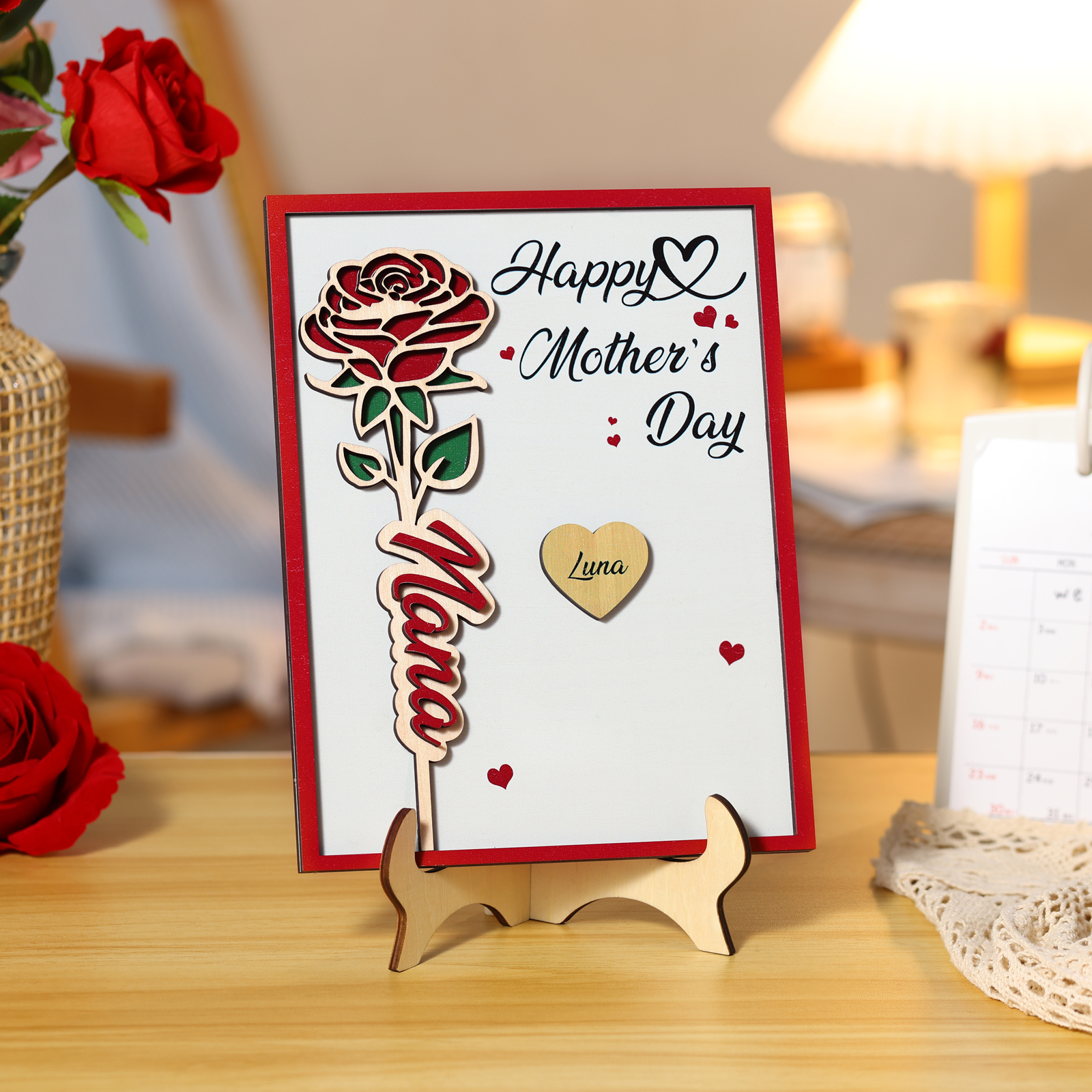 To my Mum- Personalised Wooden Plaque Custom 1–4 Names Ornament Mother's Day Gifts