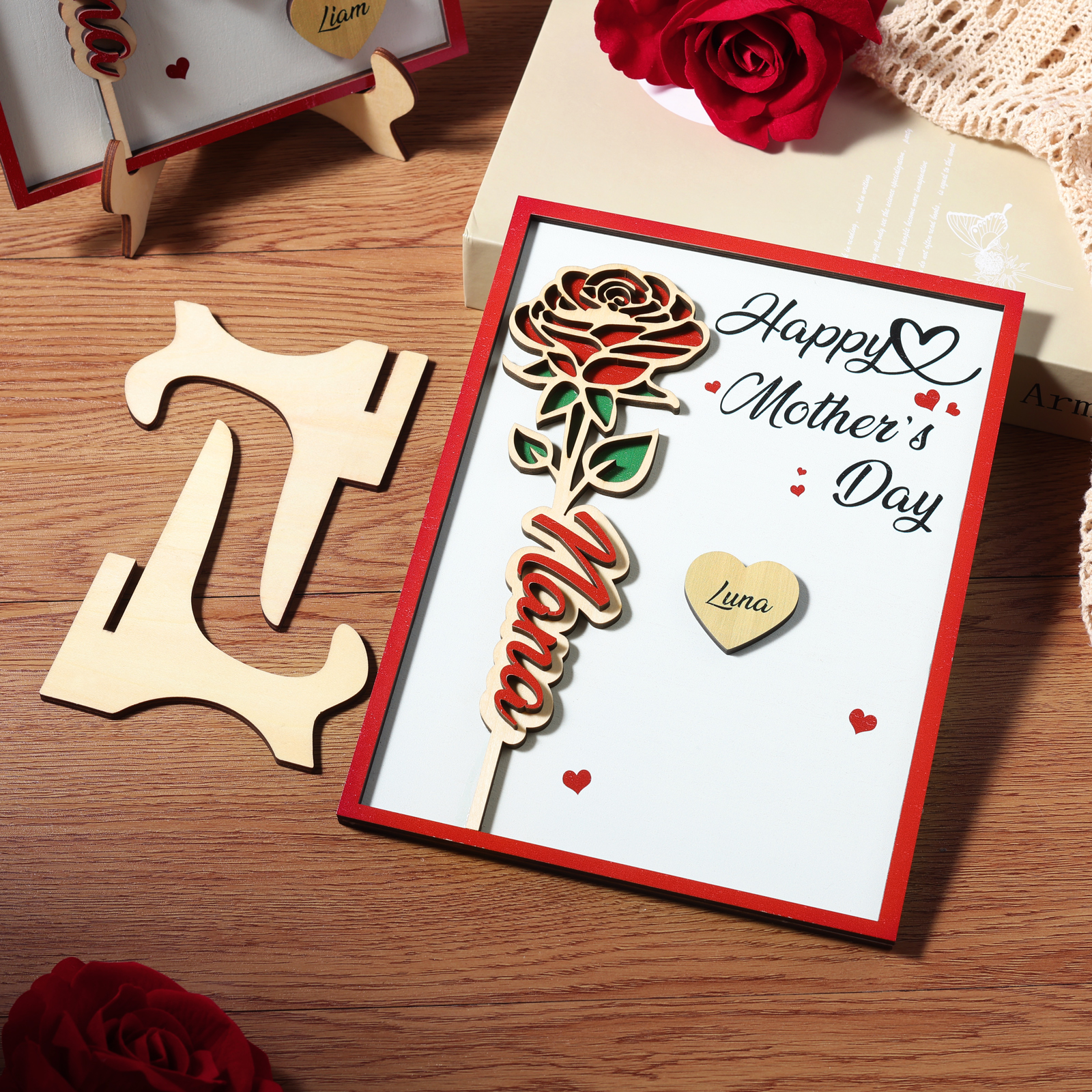 To my Mum- Personalised Wooden Plaque Custom 1–4 Names Ornament Mother's Day Gifts