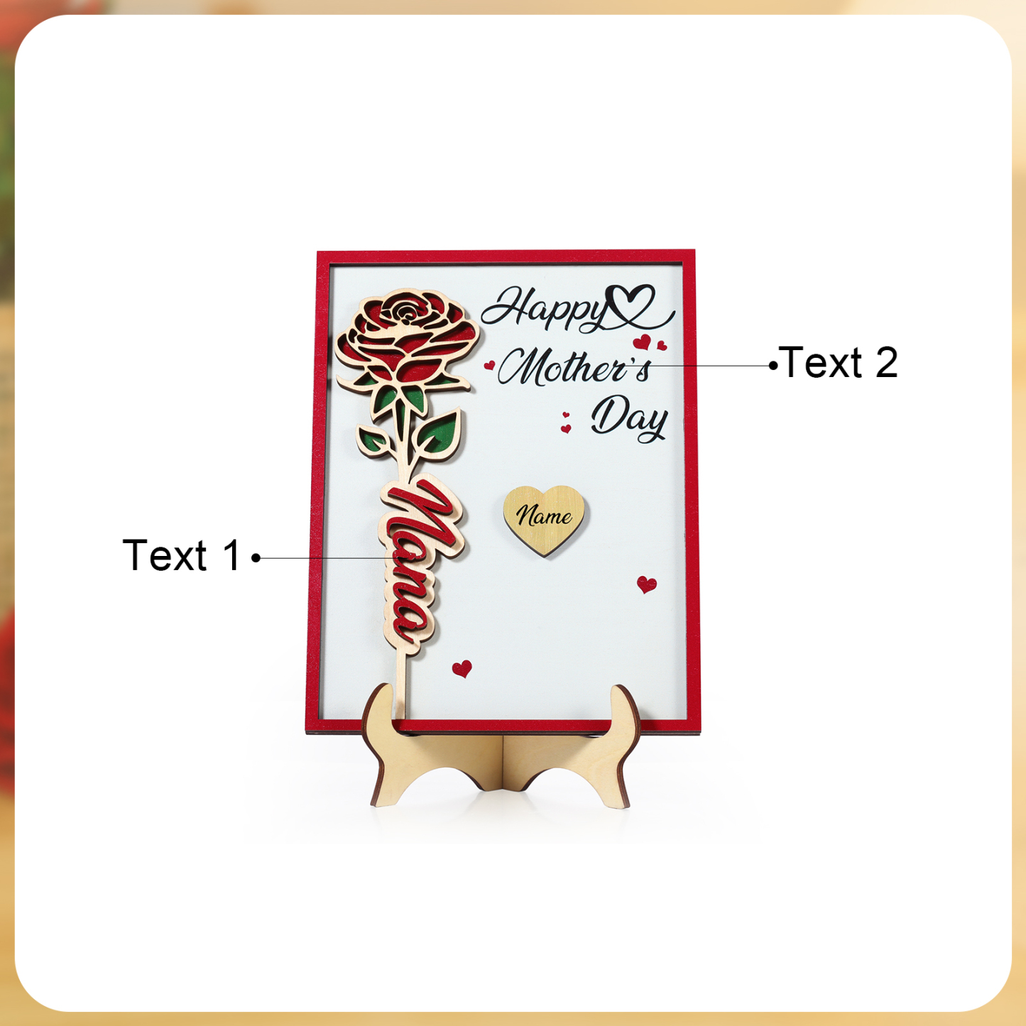 To my Mum- Personalised Wooden Plaque Custom 1–4 Names Ornament Mother's Day Gifts