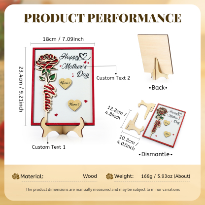 To my Mum- Personalised Wooden Plaque Custom 1–4 Names Ornament Mother's Day Gifts