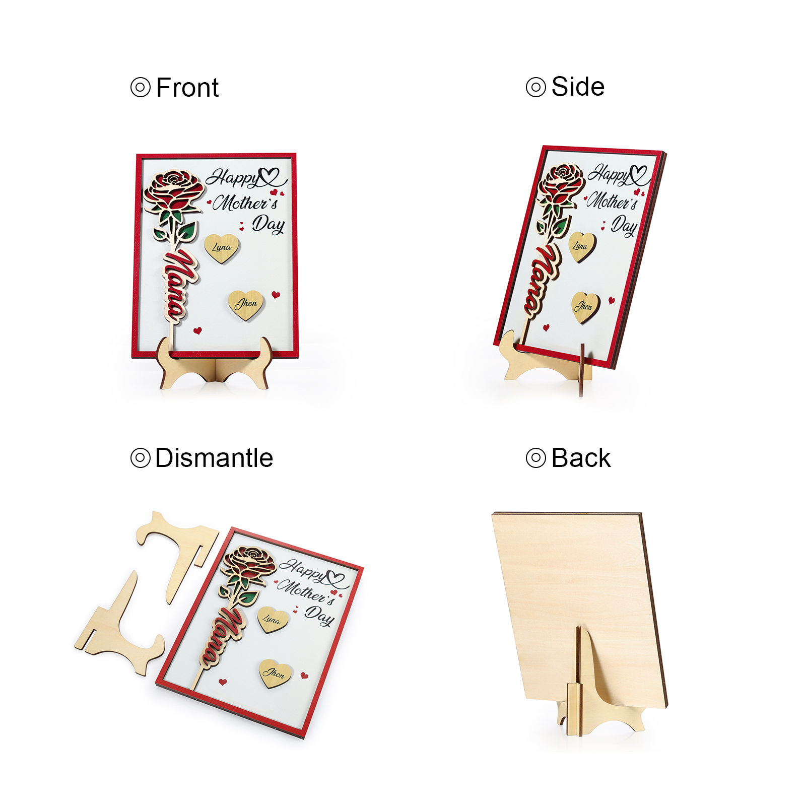 To my Mum- Personalised Wooden Plaque Custom 1–4 Names Ornament Mother's Day Gifts