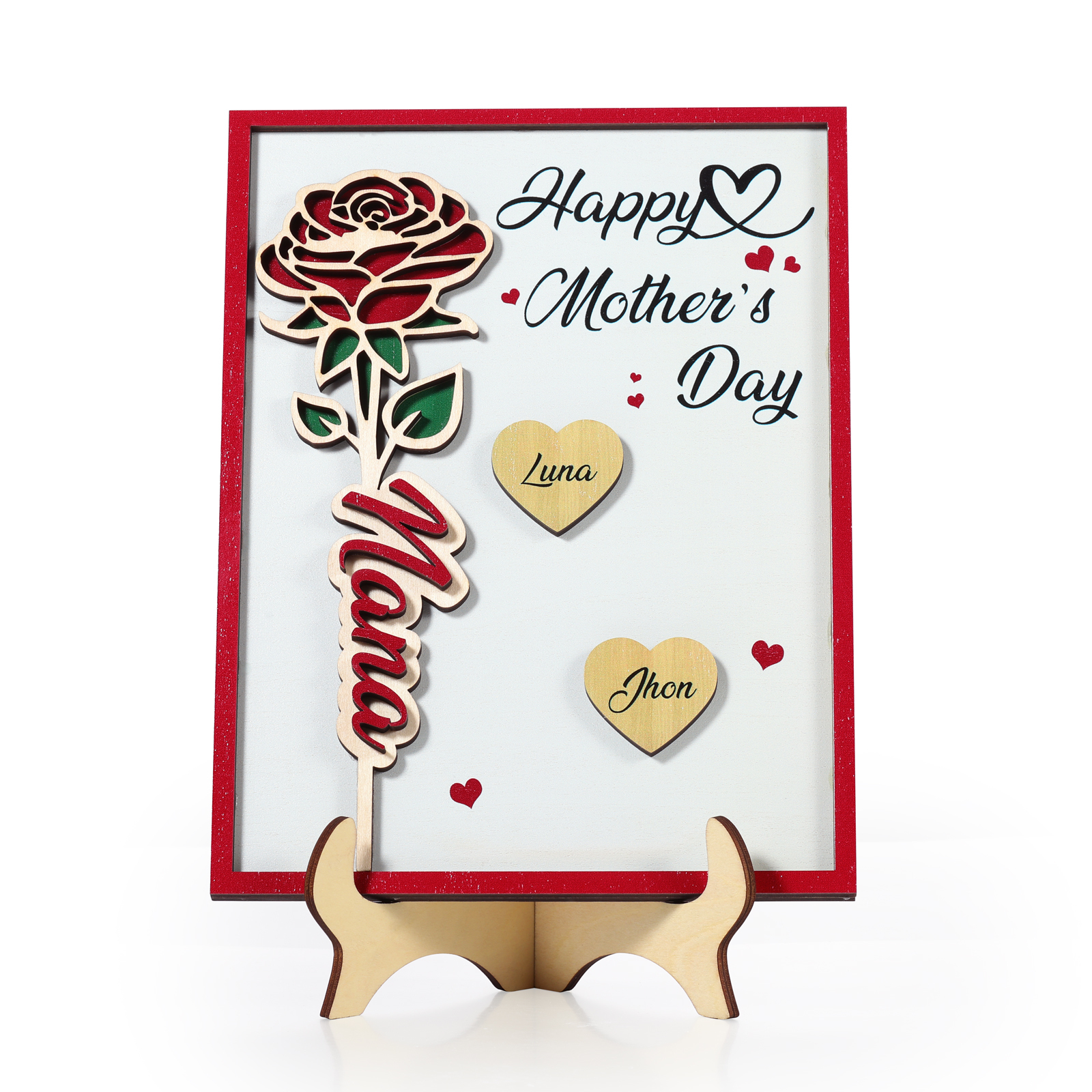 To my Mum- Personalised Wooden Plaque Custom 1–4 Names Ornament Mother's Day Gifts