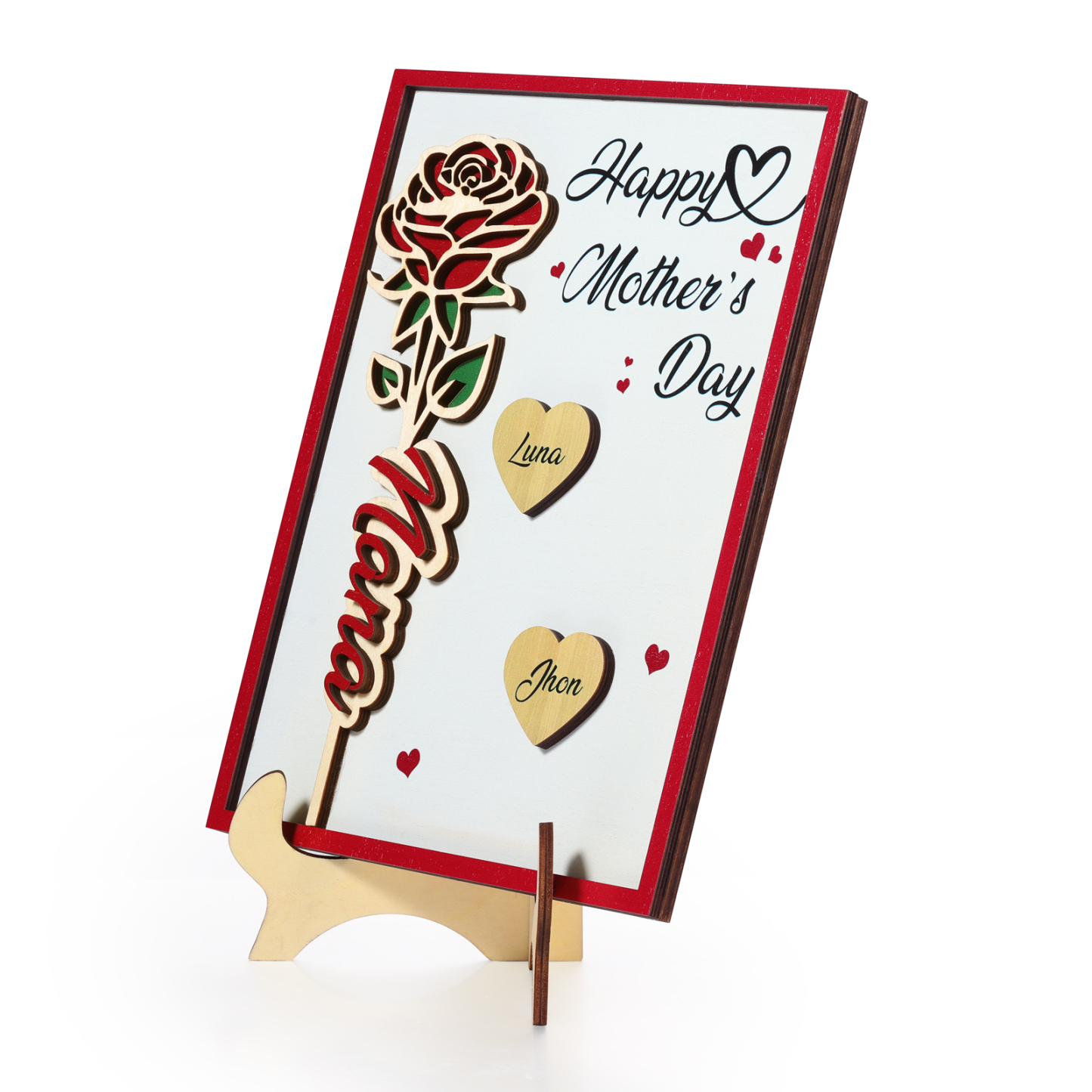 To my Mum- Personalised Wooden Plaque Custom 1–4 Names Ornament Mother's Day Gifts