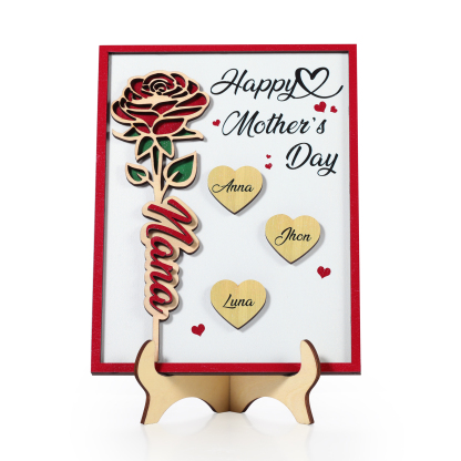 To my Mum- Personalised Wooden Plaque Custom 1–4 Names Ornament Mother's Day Gifts