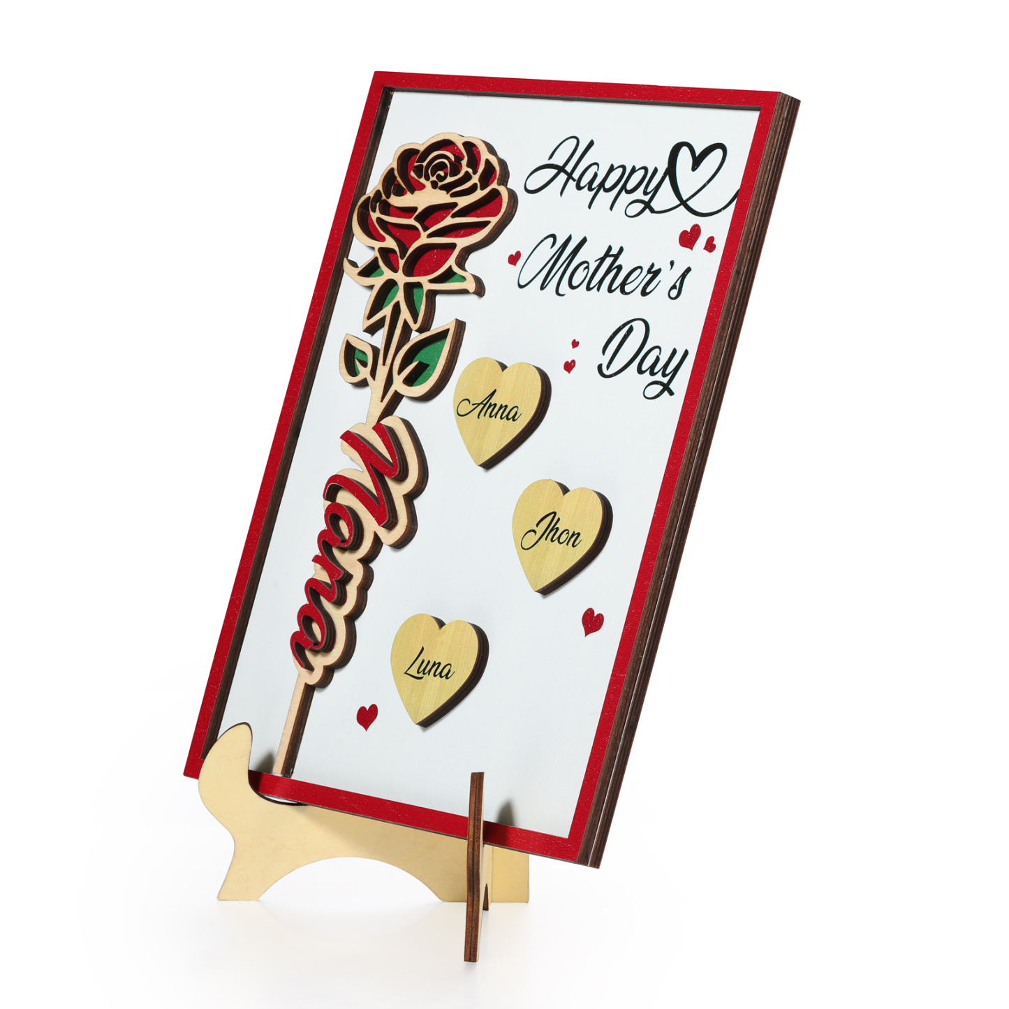 To my Mum- Personalised Wooden Plaque Custom 1–4 Names Ornament Mother's Day Gifts