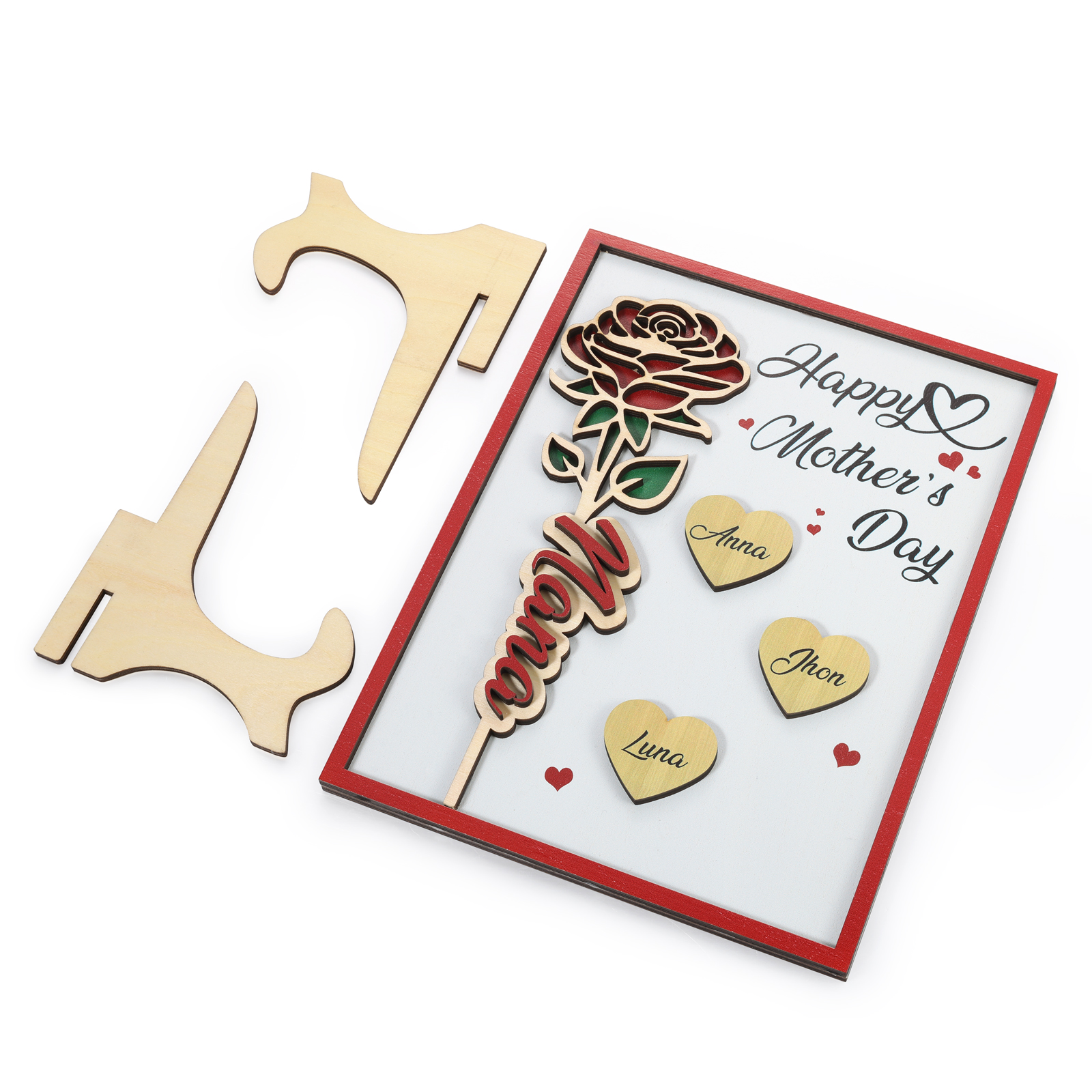 To my Mum- Personalised Wooden Plaque Custom 1–4 Names Ornament Mother's Day Gifts