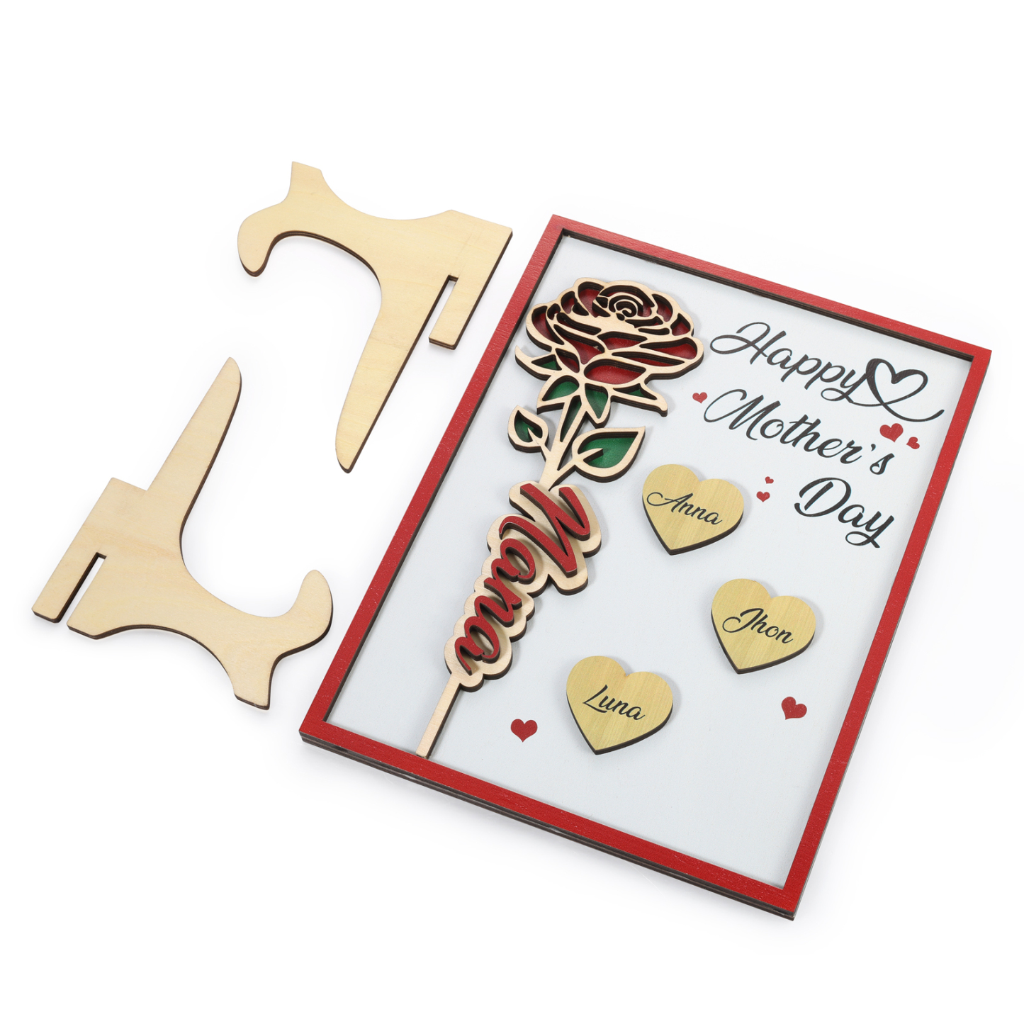 To my Mum- Personalised Wooden Plaque Custom 1–4 Names Ornament Mother's Day Gifts