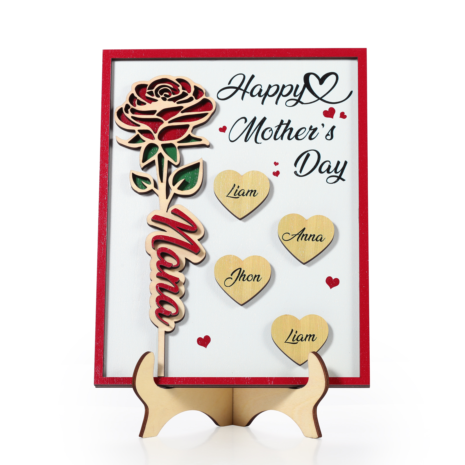 To my Mum- Personalised Wooden Plaque Custom 1–4 Names Ornament Mother's Day Gifts