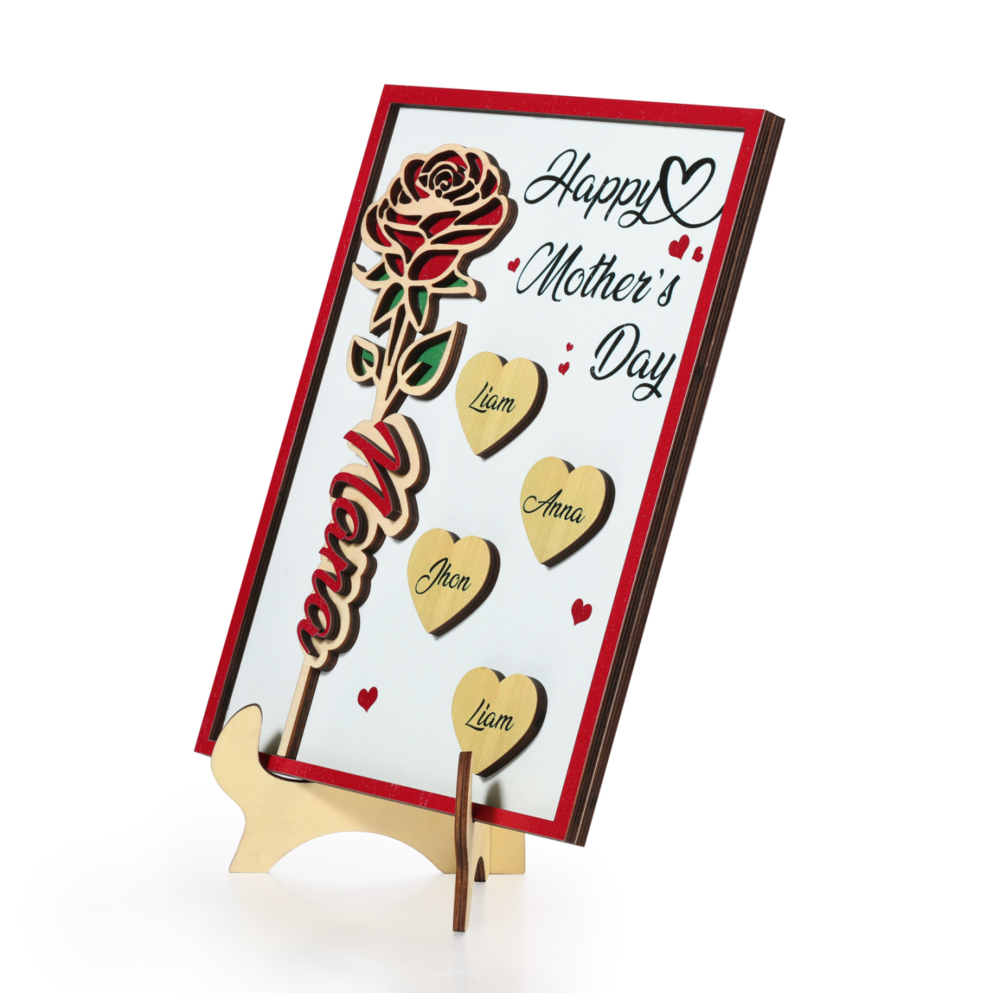 To my Mum- Personalised Wooden Plaque Custom 1–4 Names Ornament Mother's Day Gifts