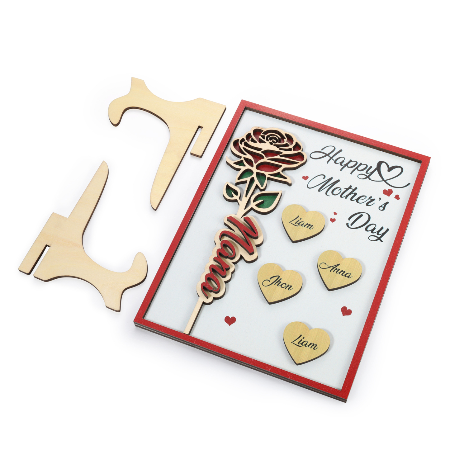 To my Mum- Personalised Wooden Plaque Custom 1–4 Names Ornament Mother's Day Gifts