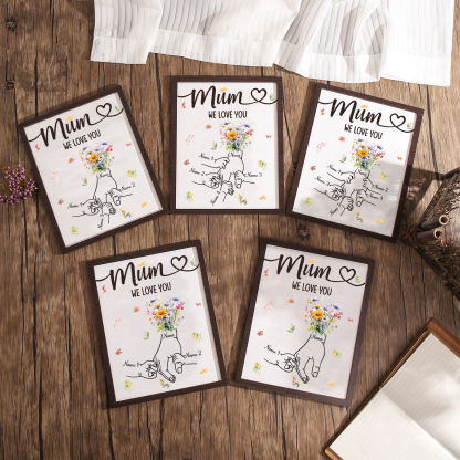 Custom Wooden Hand-in-Hand Plaque for Mum – Personalised Mother's Day Gift with Names & Flowers | Jessemade