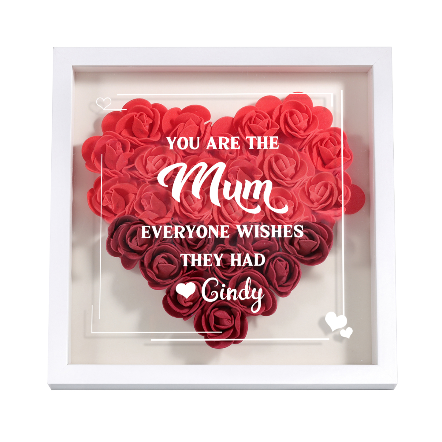 Personalised 1 Nickname Flower Shadow Box Custom with 1 Name Heart Rose Frame Deco 5 Colors Gift for Grandma | Jessemade