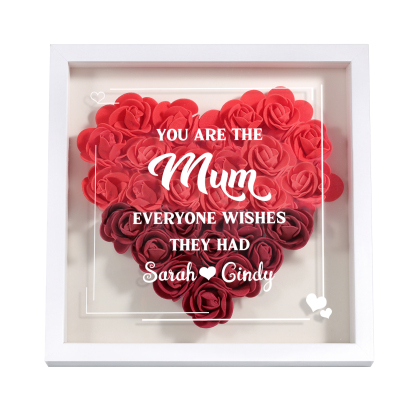 Personalised 1 Nickname Flower Shadow Box Custom with 2 Names Heart Rose Frame Deco 5 Colors Gift for Grandma | Jessemade