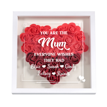 Personalised 1 Nickname Flower Shadow Box Custom with 5 Names Heart Rose Frame Deco 5 Colors Gift for Grandma | Jessemade