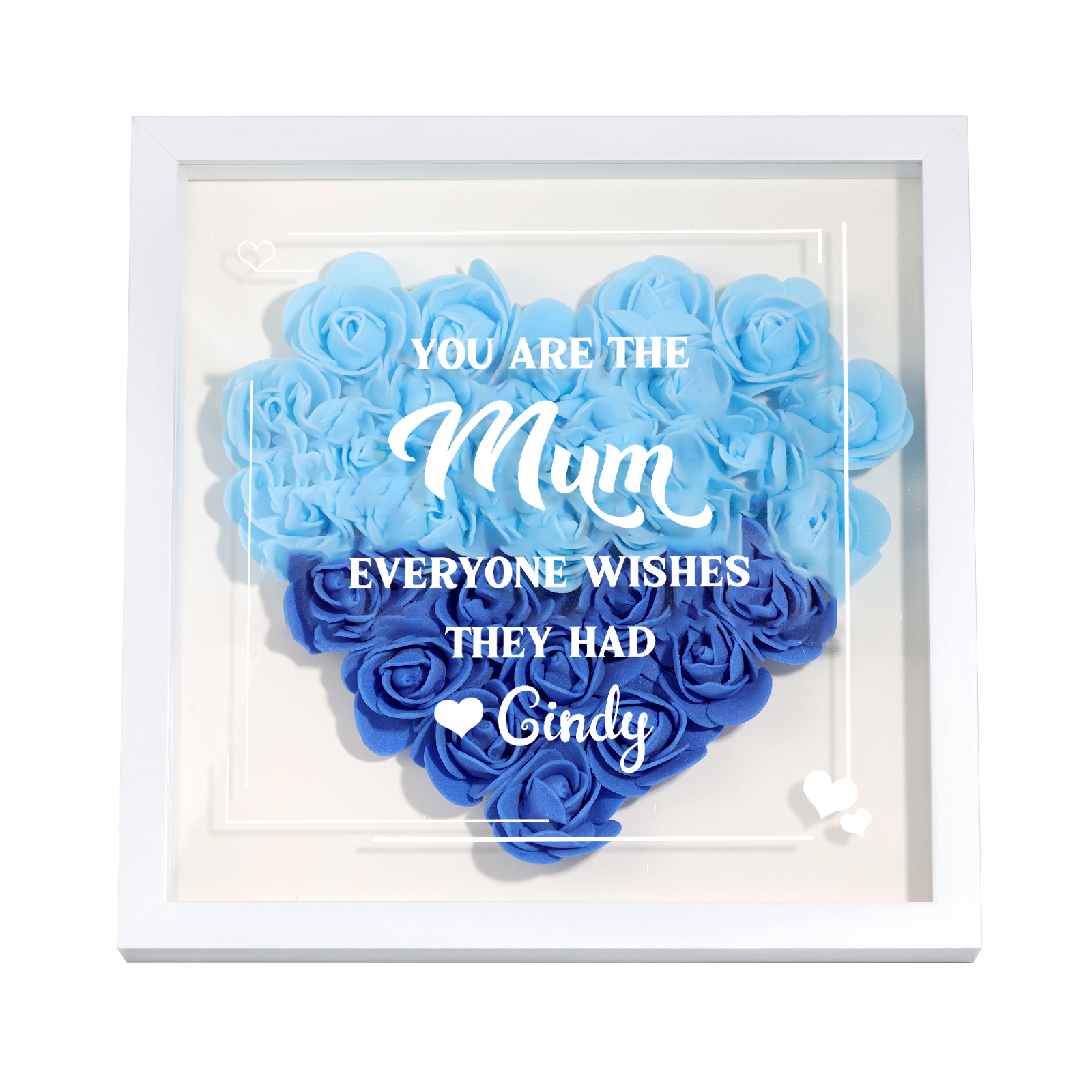 Personalised 1 Nickname Flower Shadow Box Custom with 1 Name Heart Rose Frame Deco 5 Colors Gift for Grandma | Jessemade
