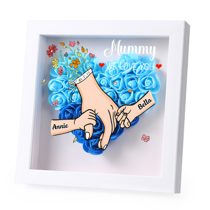 Personalised Flower Shadow Box Custom 2-6 Names & 1 Text Heart Rose Frame Deco 5 Colors Gift for Grandma | Jessemade