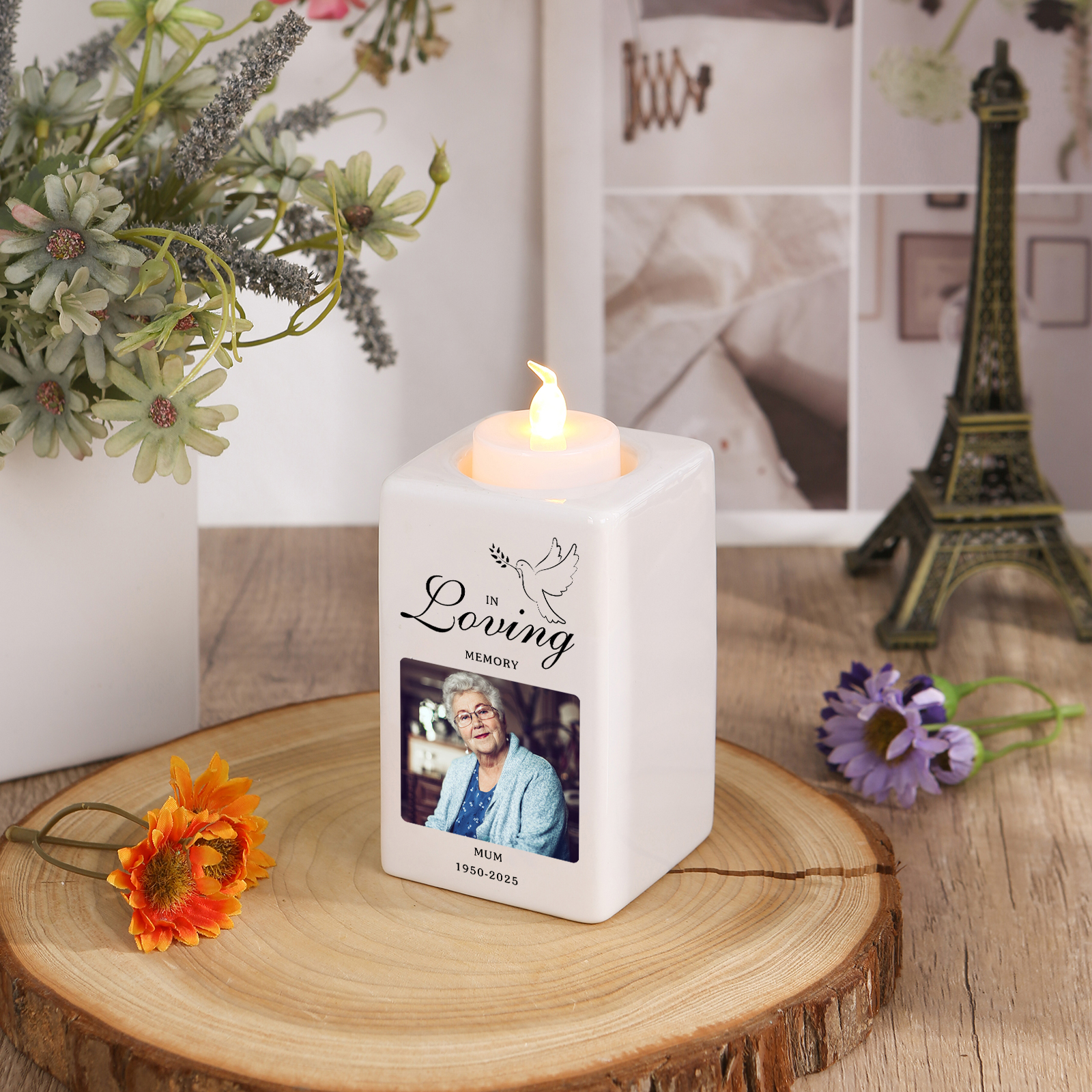 Personalised Photo Memorial Candle Holder - Custom Name & Dates Memorial Gift | Jessemade
