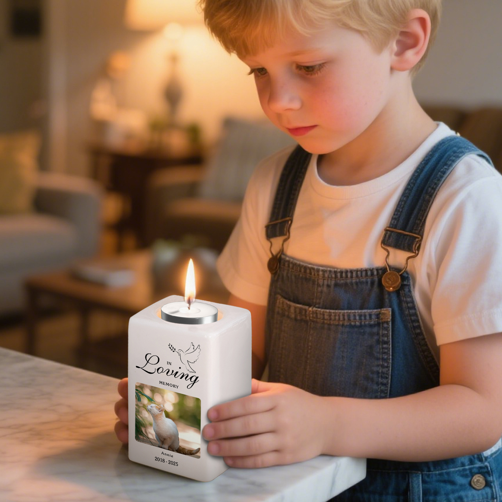 Personalised Photo Memorial Candle Holder - Custom Name & Dates Memorial Gift | Jessemade