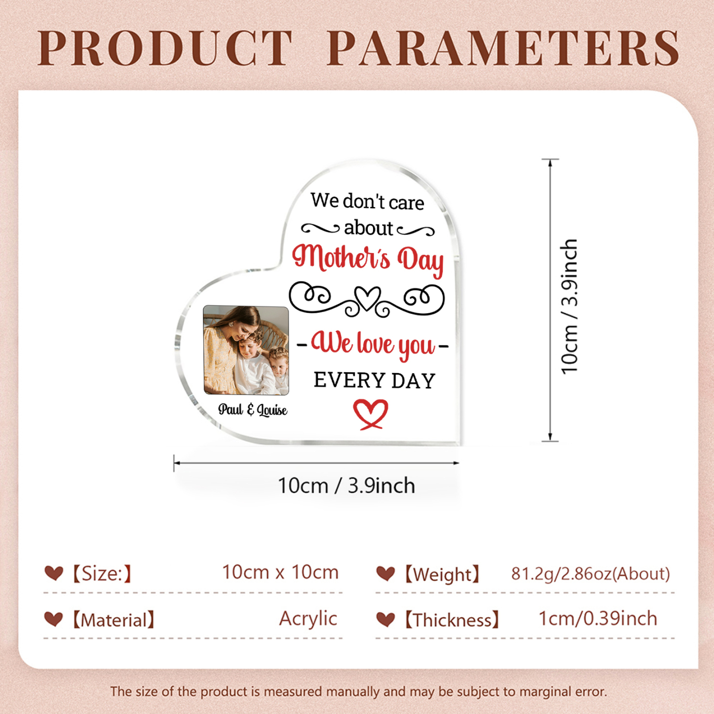 Personalised Heart Acrylic Plaque Together We Make a Family Mothers Day Gift | Jessemade