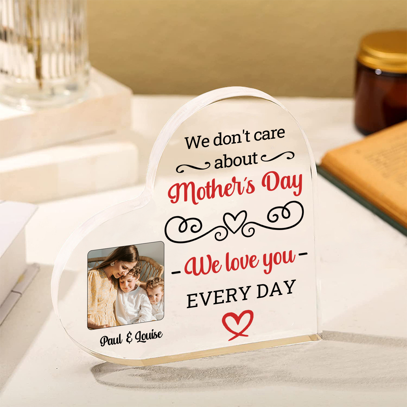 Personalised Heart Acrylic Plaque Together We Make a Family Mothers Day Gift | Jessemade
