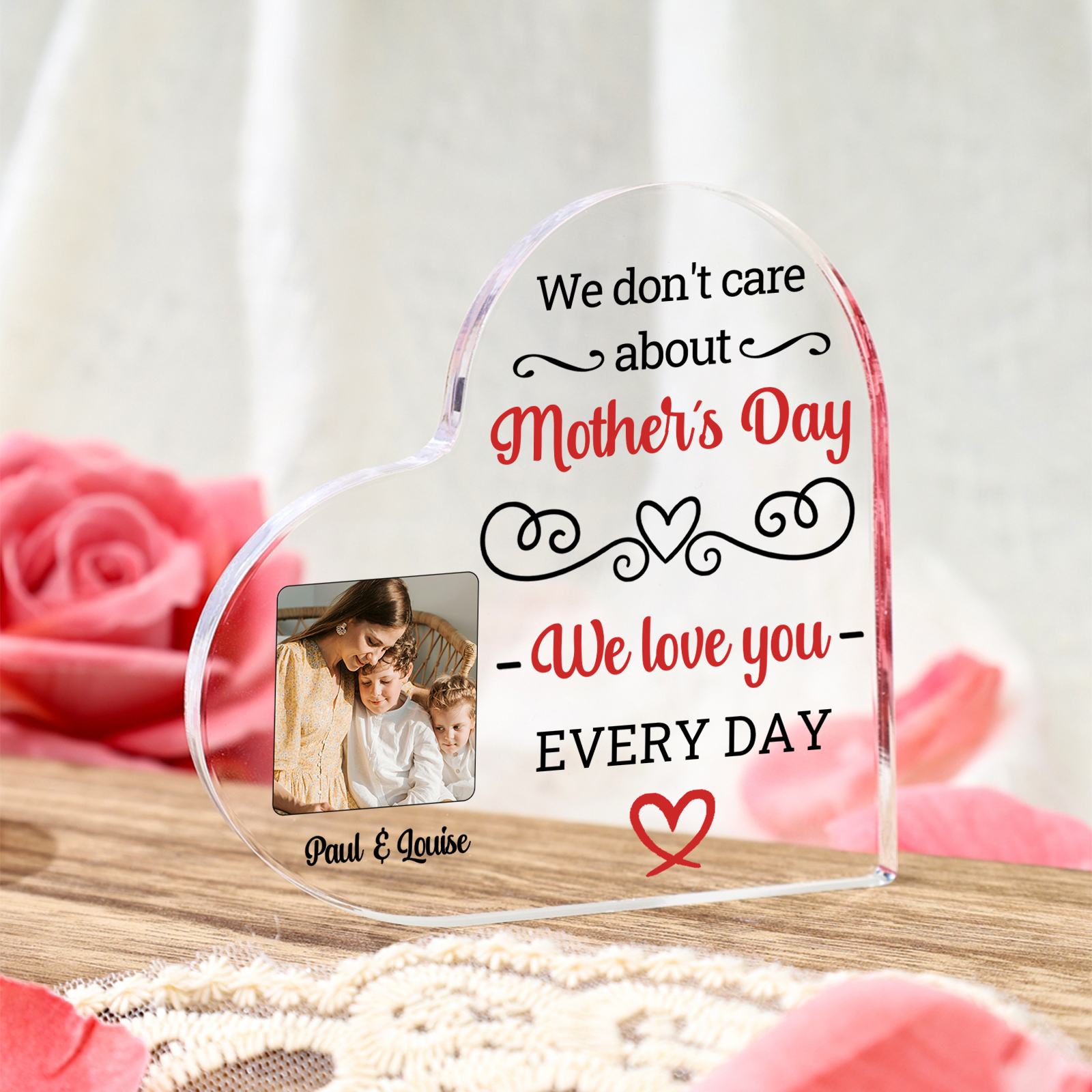Personalised Heart Acrylic Plaque Together We Make a Family Mothers Da