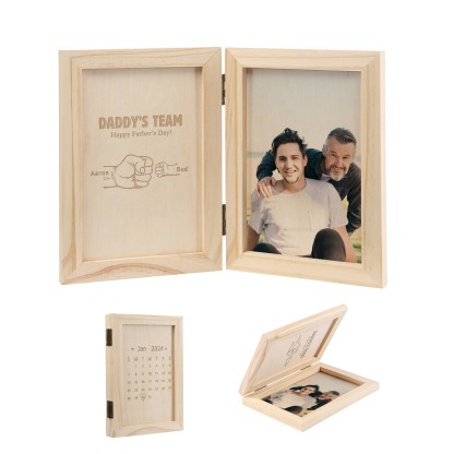 2 Names Personalised Wooden Frame with Photo and Date - Father’s Day Gift | Jessemade