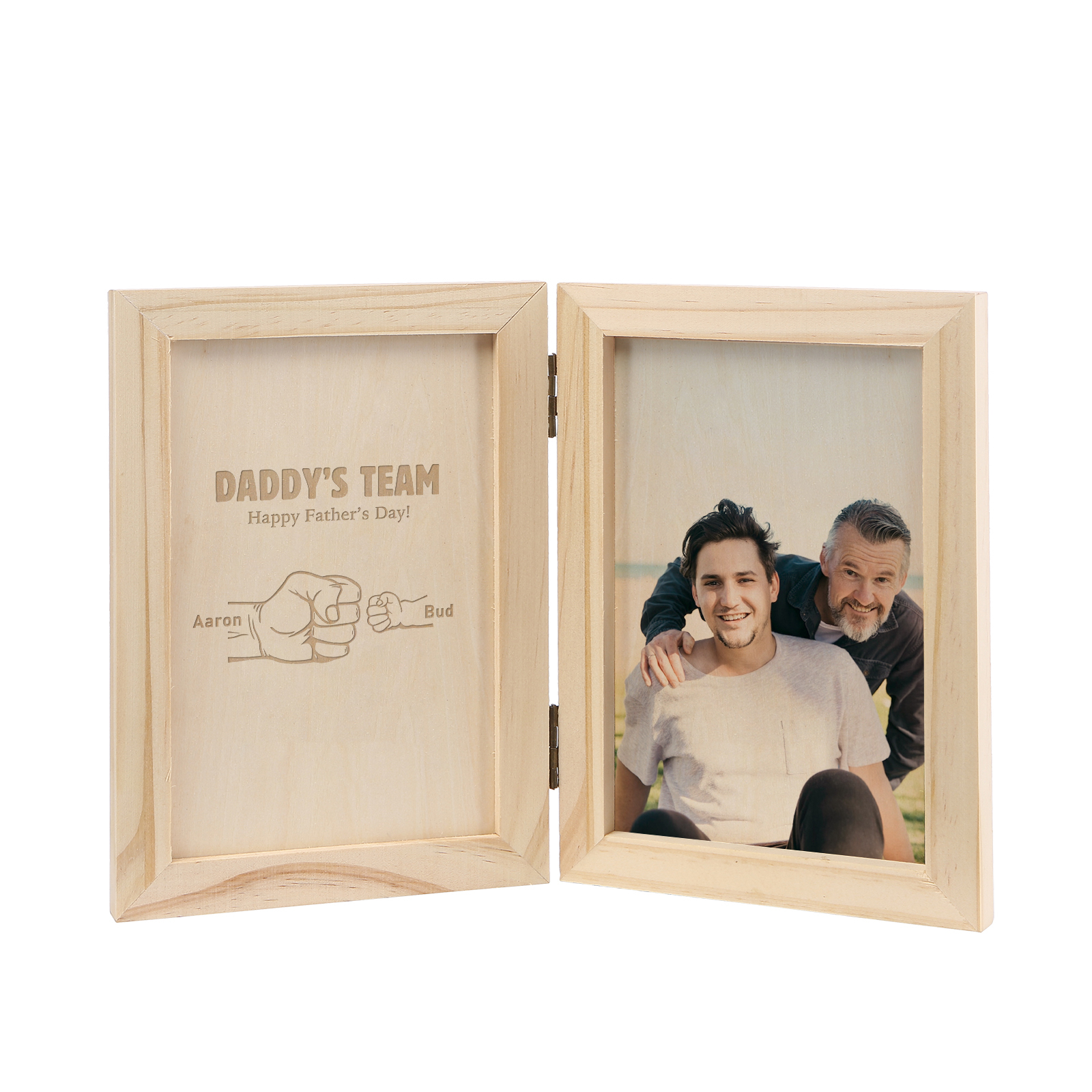 2 Names Personalised Wooden Frame with Photo and Date - Father’s Day Gift | Jessemade