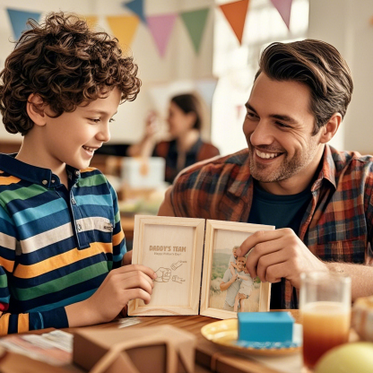 3 Names Personalised Wooden Frame with Photo and Date - Father’s Day Gift | Jessemade