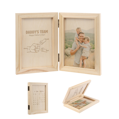 3 Names Personalised Wooden Frame with Photo and Date - Father’s Day Gift | Jessemade