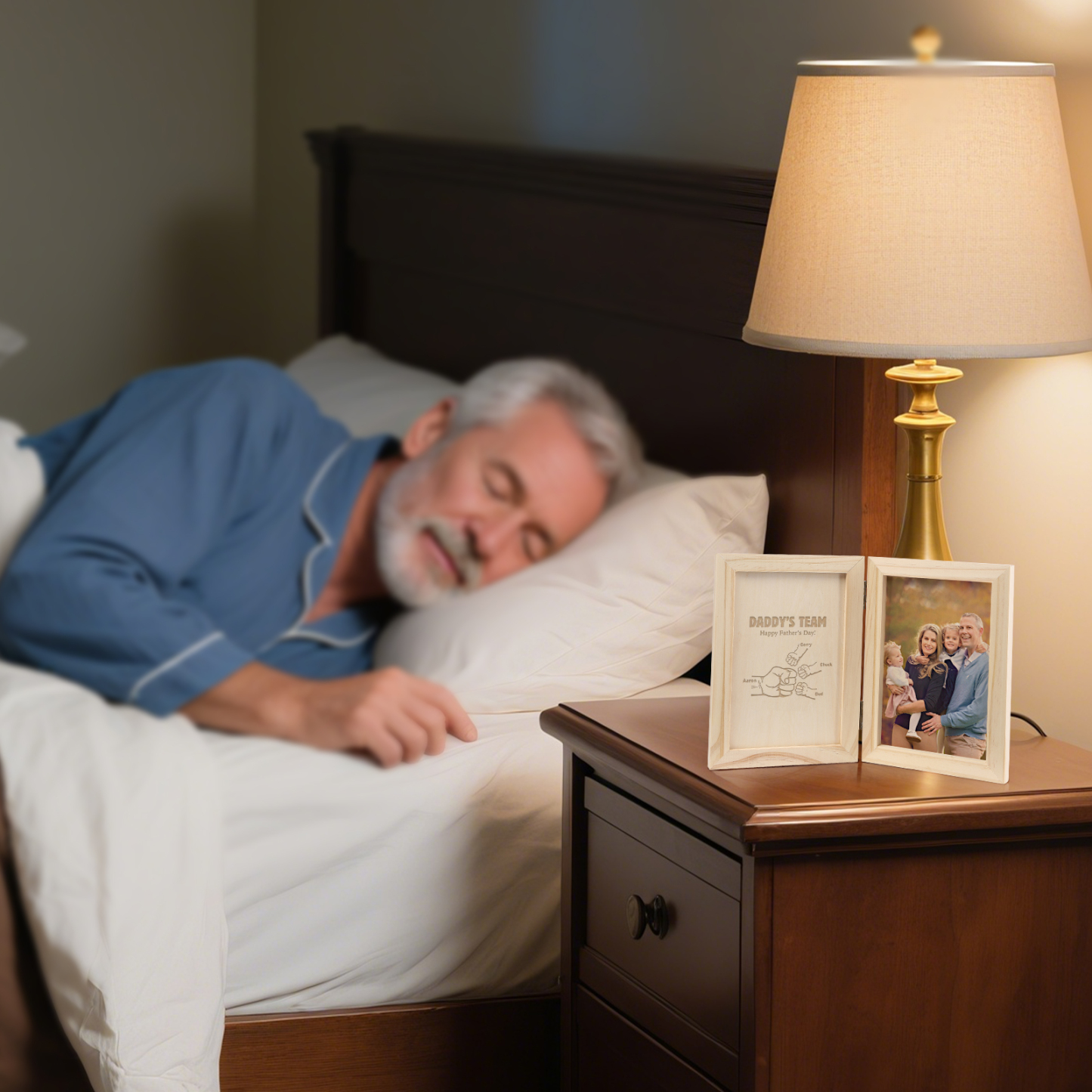 4 Names Personalised Wooden Frame with Photo and Date - Father’s Day Gift | Jessemade