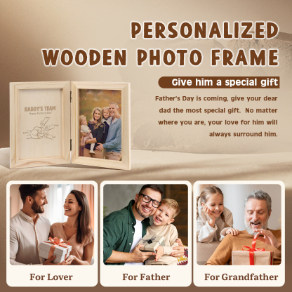 4 Names Personalised Wooden Frame with Photo and Date - Father’s Day Gift | Jessemade
