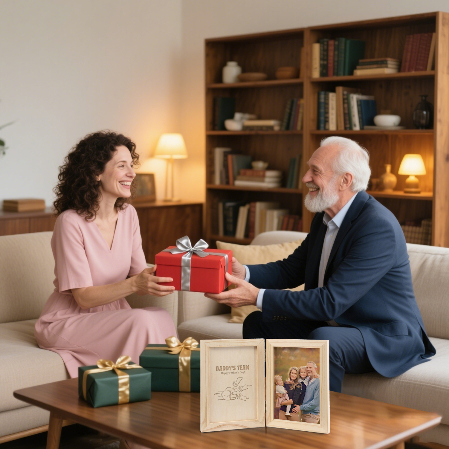 4 Names Personalised Wooden Frame with Photo and Date - Father’s Day Gift | Jessemade