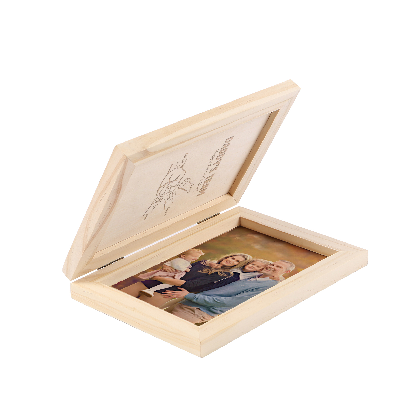 4 Names Personalised Wooden Frame with Photo and Date - Father’s Day Gift | Jessemade