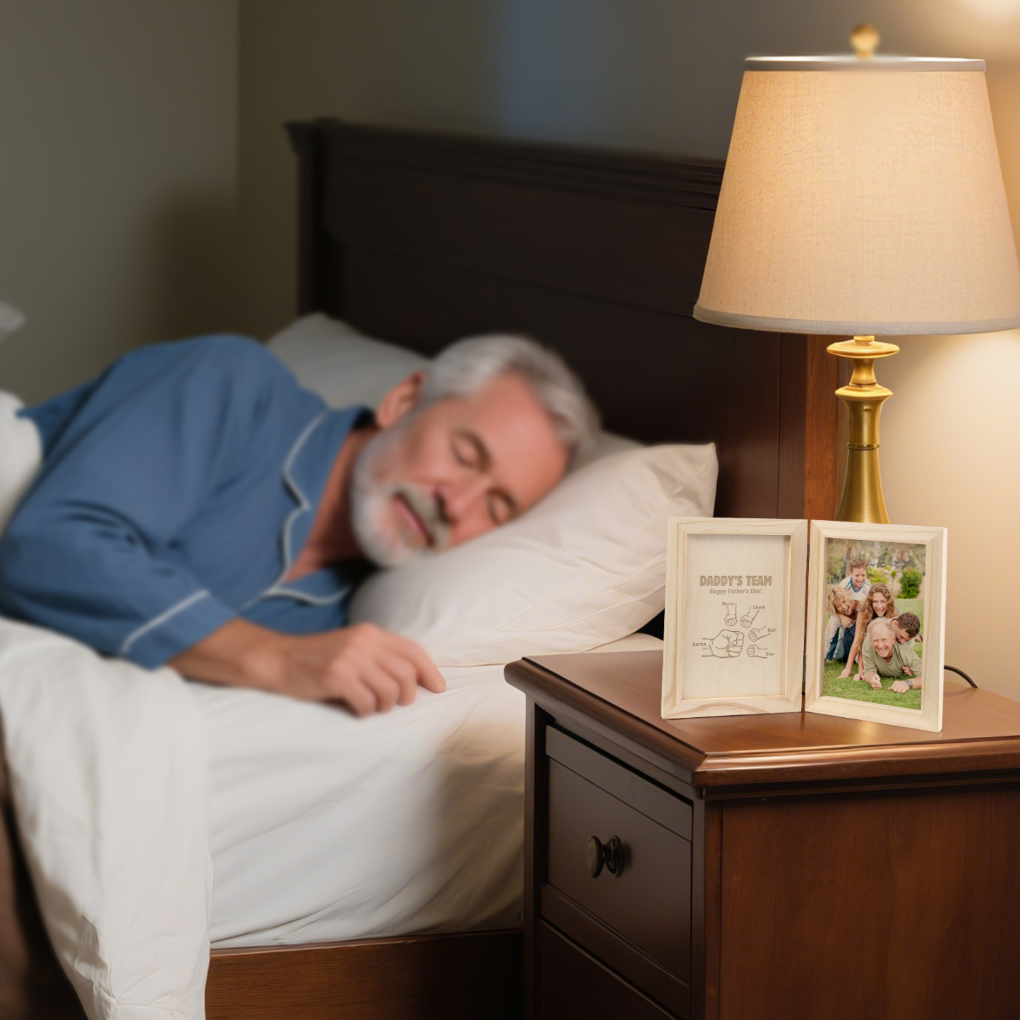 5 Names Personalised Wooden Frame with Photo and Date - Father’s Day Gift | Jessemade