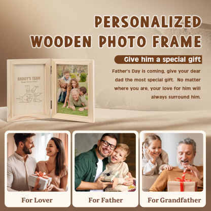 5 Names Personalised Wooden Frame with Photo and Date - Father’s Day Gift | Jessemade