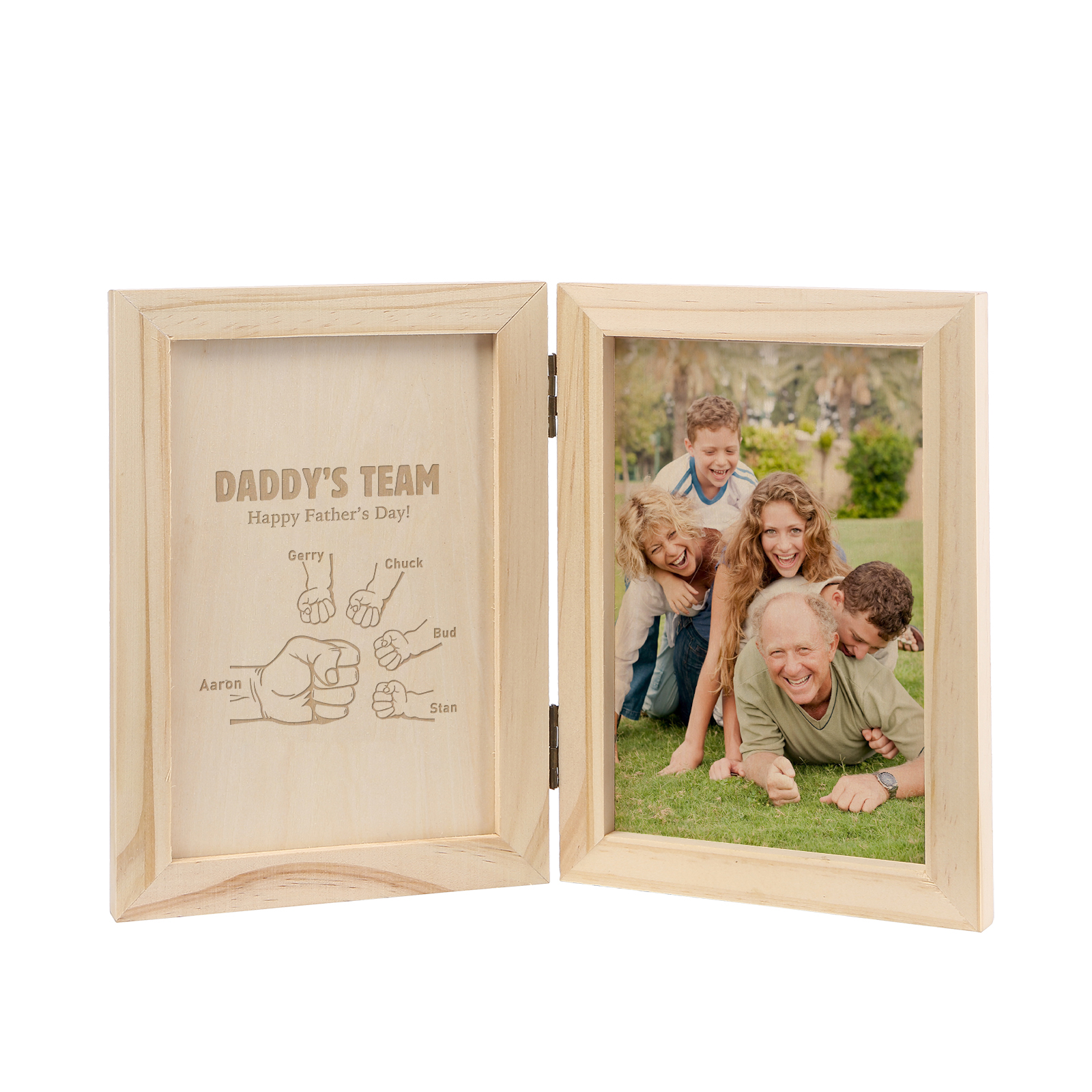 5 Names Personalised Wooden Frame with Photo and Date - Father’s Day Gift | Jessemade