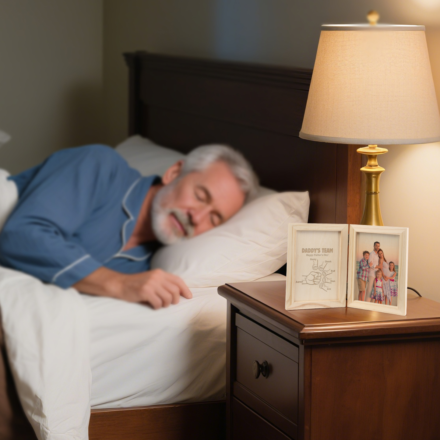 6 Names Personalised Wooden Frame with Photo and Date - Father’s Day Gift | Jessemade